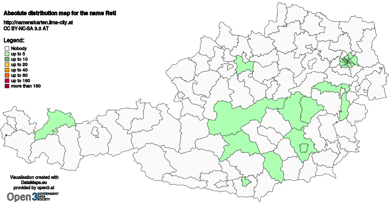 Absolute Distribution maps for surname Retl