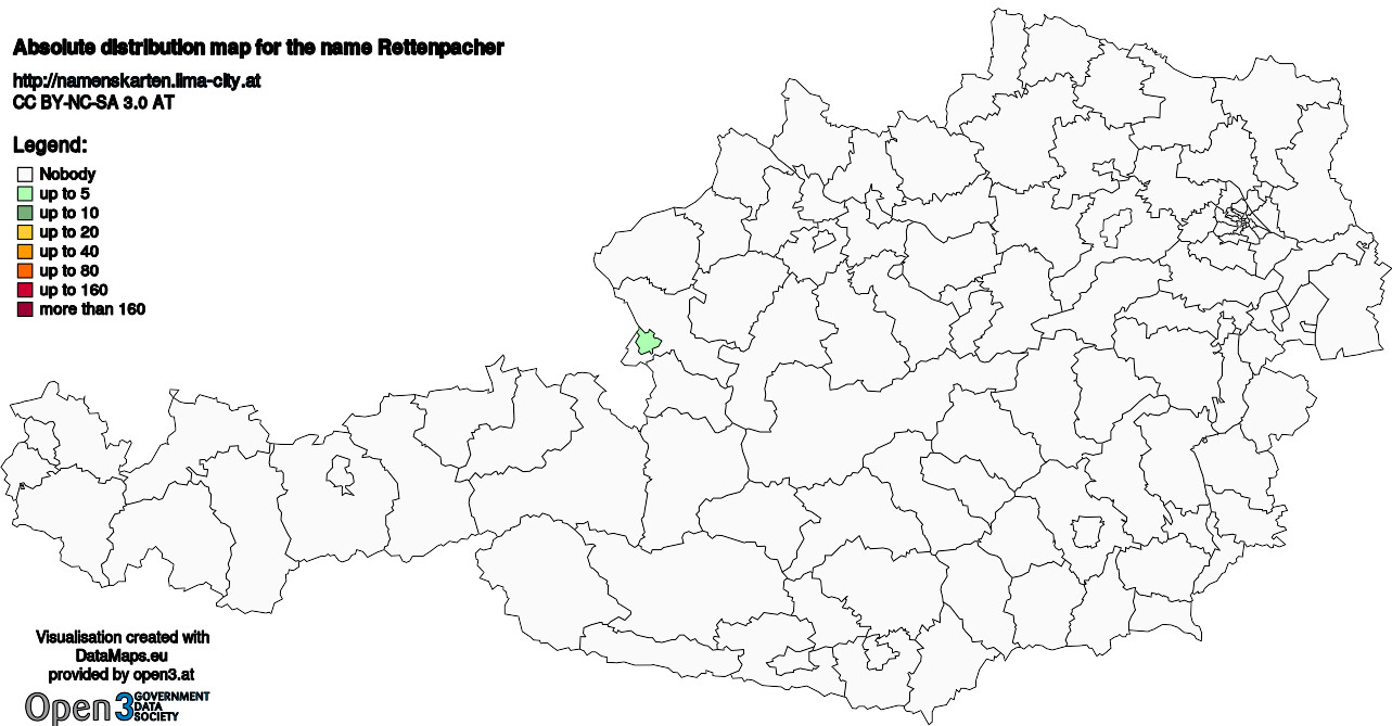 Absolute Distribution maps for surname Rettenpacher