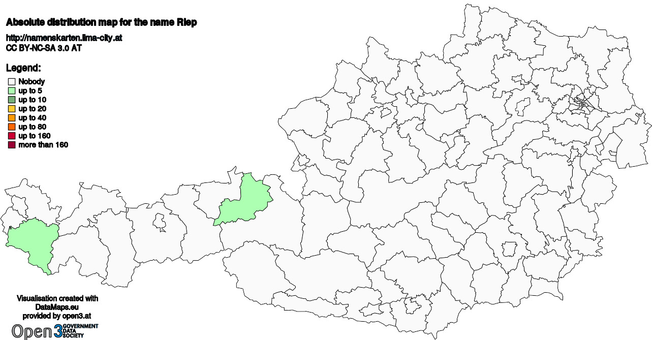 Absolute Distribution maps for surname Riep