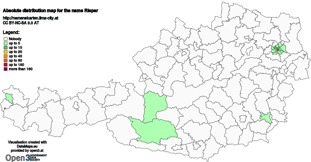 Absolute Distribution maps for surname Rieper