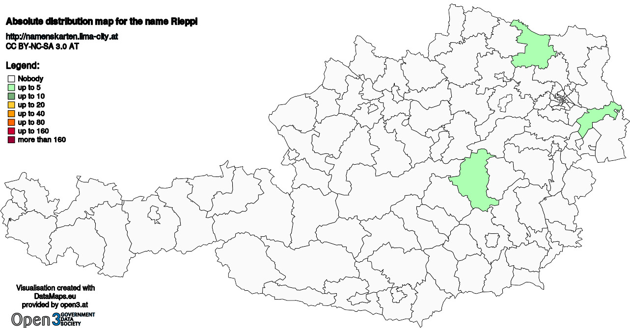 Absolute Distribution maps for surname Rieppl