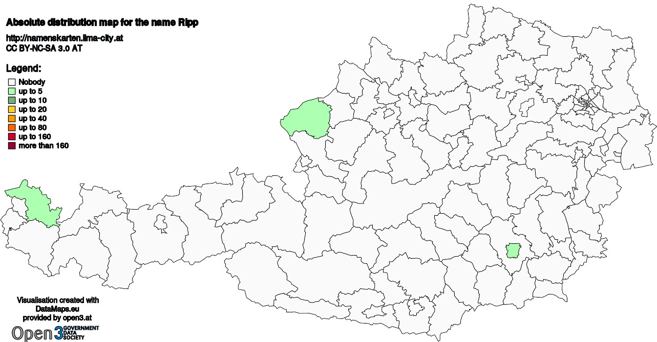 Absolute Distribution maps for surname Ripp