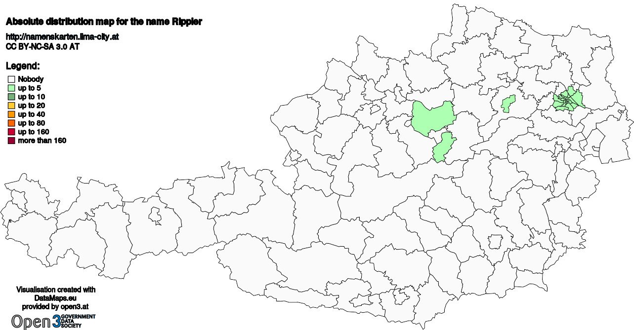 Absolute Distribution maps for surname Rippler