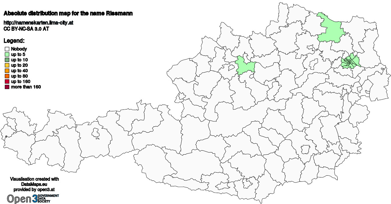 Absolute Distribution maps for surname Rissmann