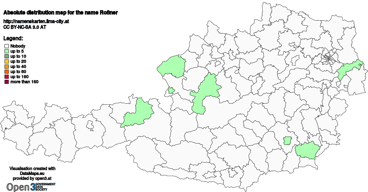 Absolute Distribution maps for surname Roßner