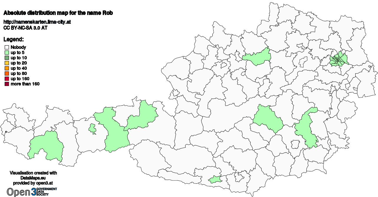 Absolute Distribution maps for surname Rob