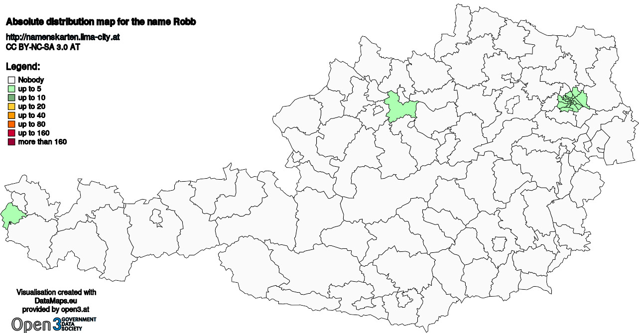 Absolute Distribution maps for surname Robb