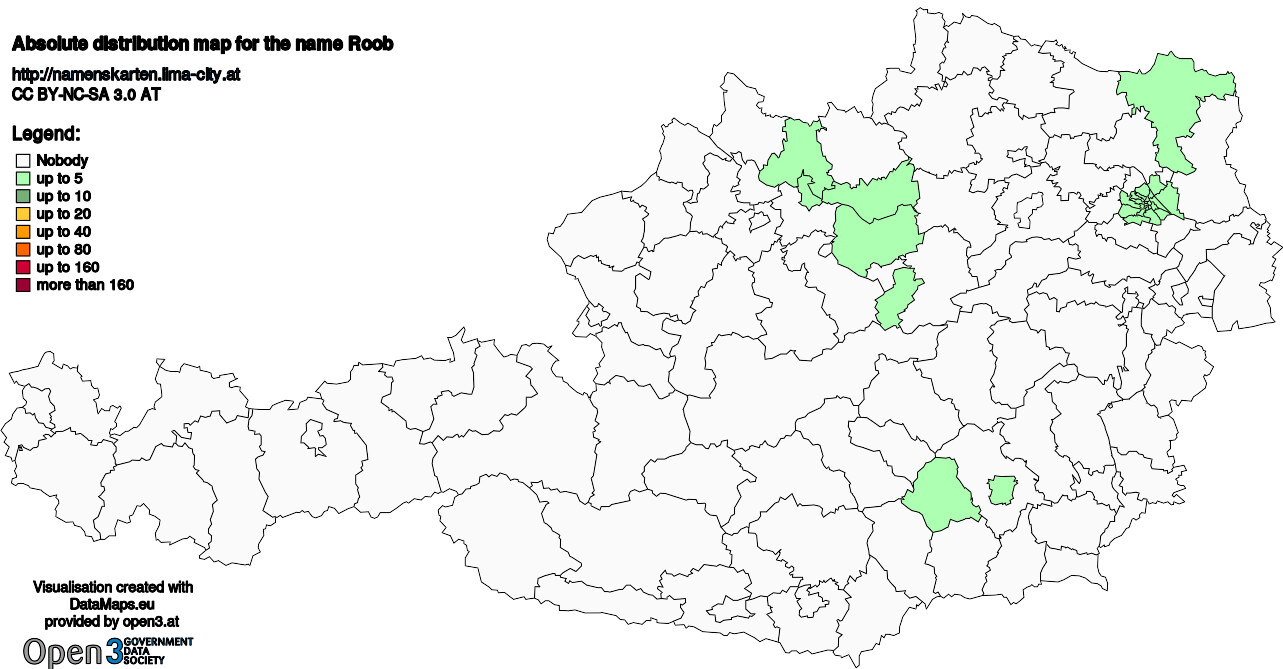 Absolute Distribution maps for surname Roob