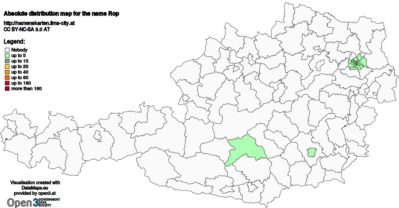 Absolute Distribution maps for surname Rop