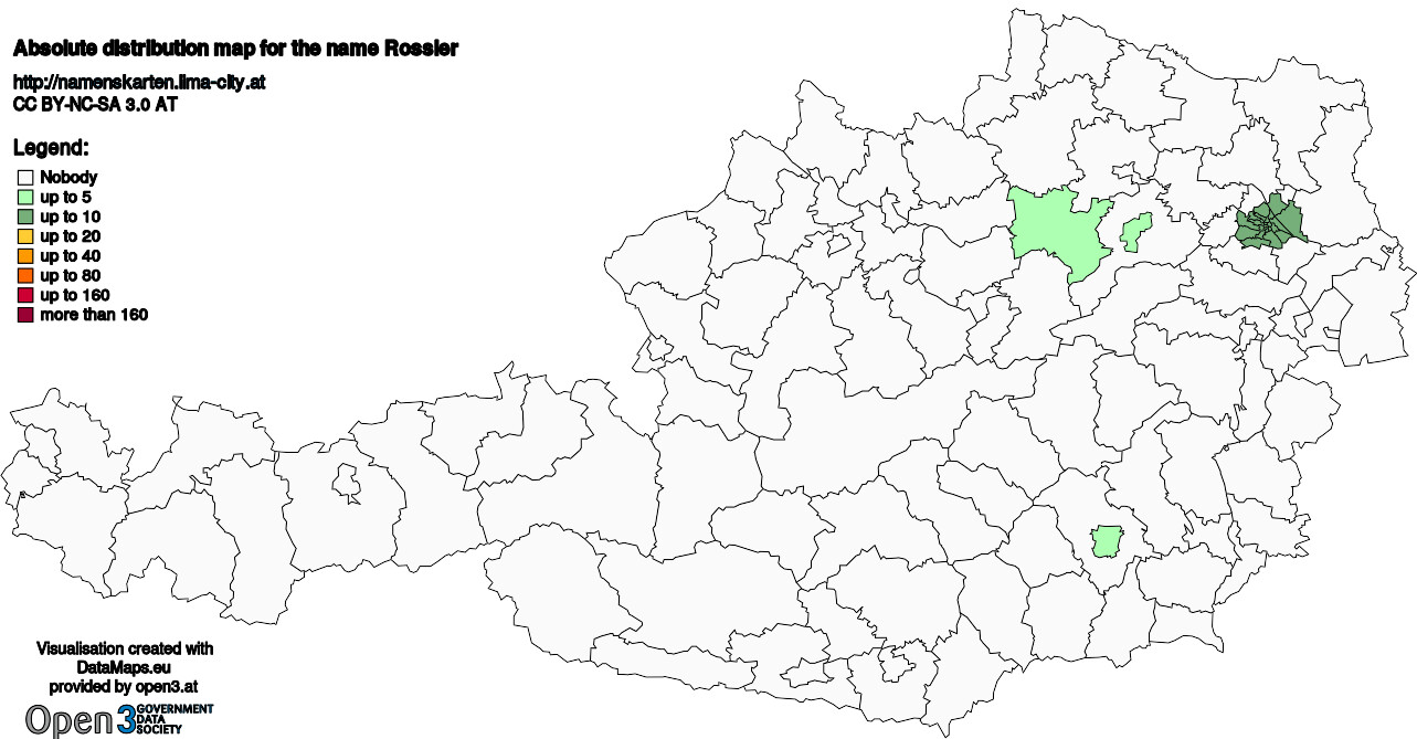 Absolute Distribution maps for surname Rossler