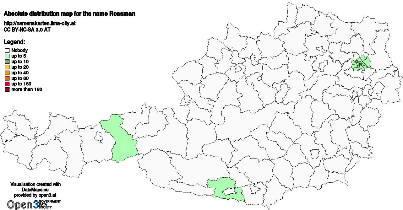 Absolute Distribution maps for surname Rossman