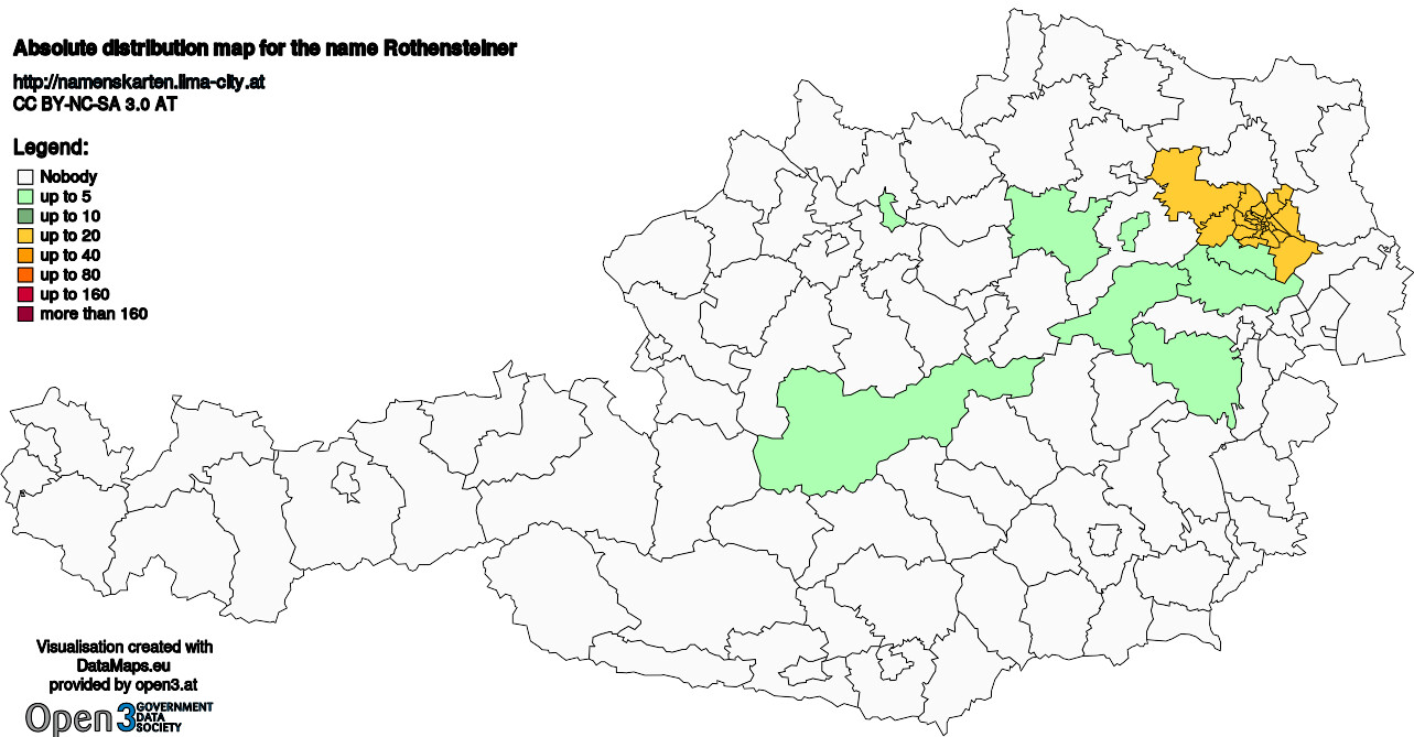 Absolute Distribution maps for surname Rothensteiner