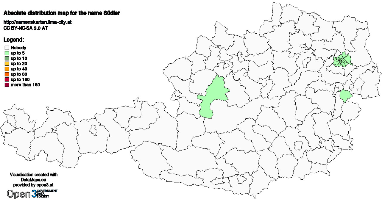 Absolute Distribution maps for surname Südler