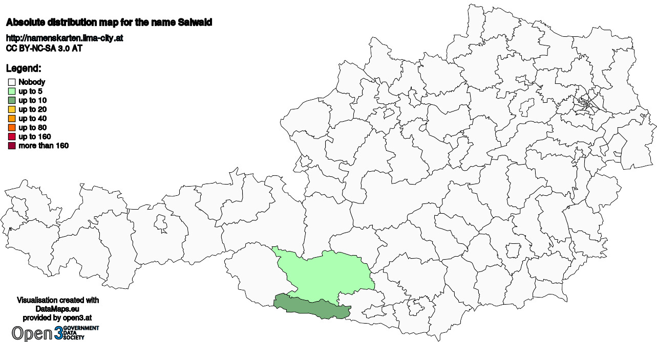 Absolute Distribution maps for surname Saiwald