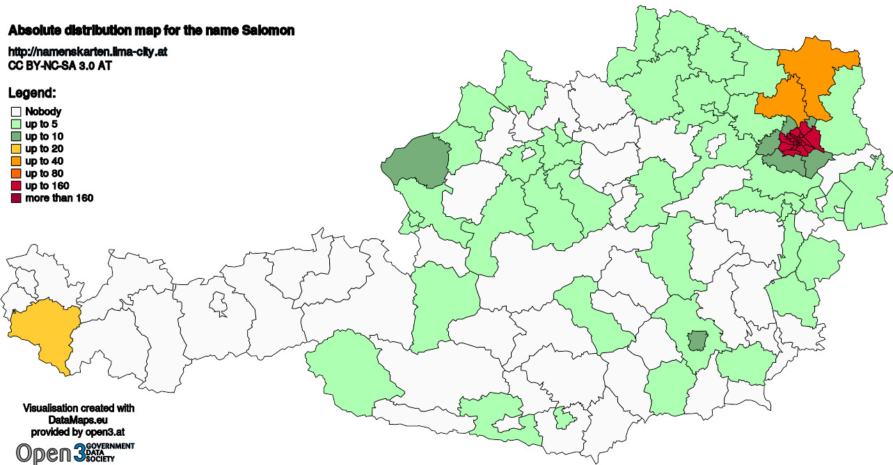 Absolute Distribution maps for surname Salomon