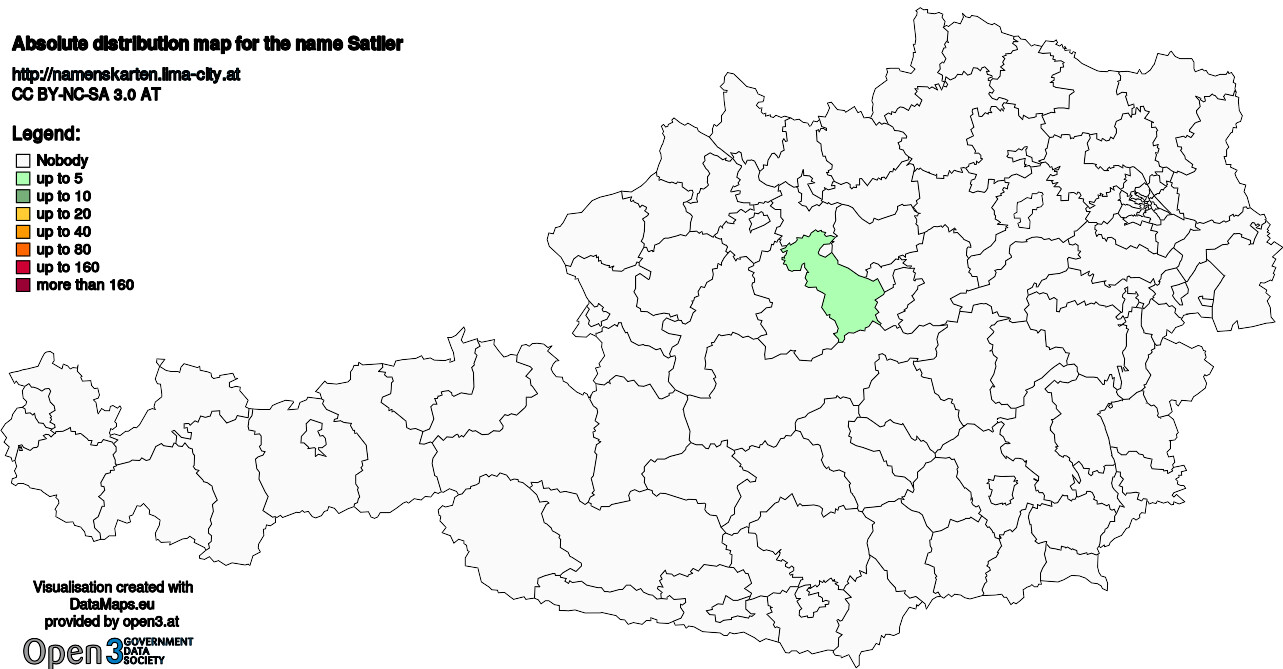 Absolute Distribution maps for surname Satller