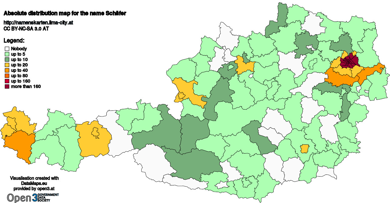 Absolute Distribution maps for surname Schäfer
