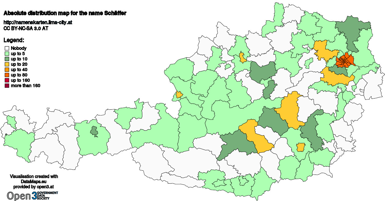 Absolute Distribution maps for surname Schäffer