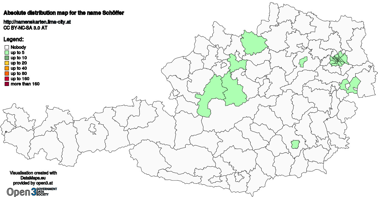 Absolute Distribution maps for surname Schöffer