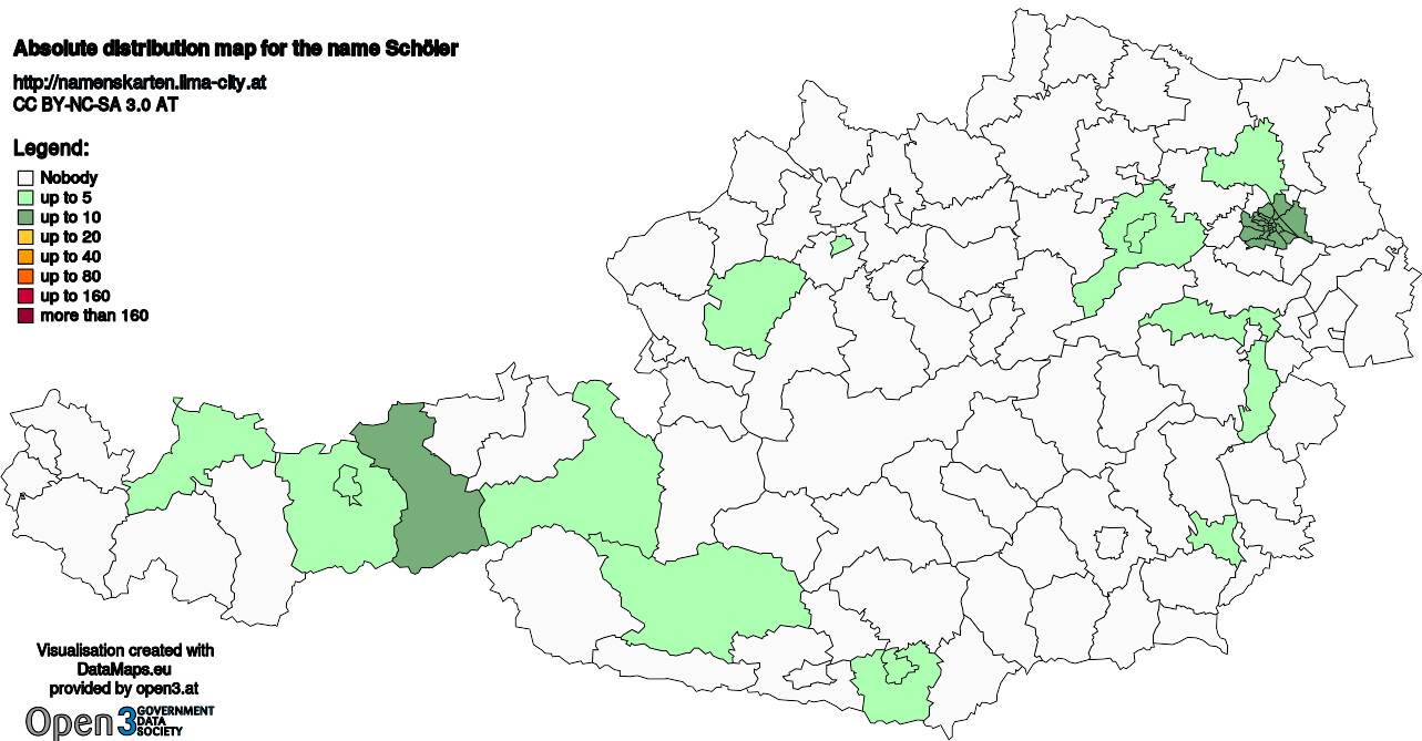 Absolute Distribution maps for surname Schöler