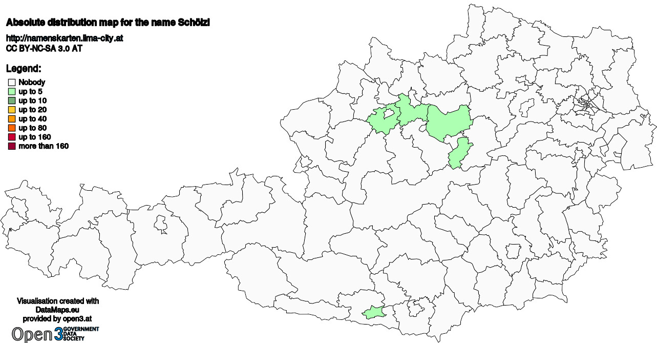 Absolute Distribution maps for surname Schölzl