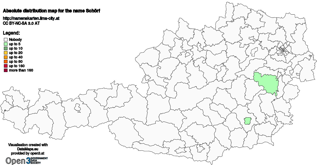 Absolute Distribution maps for surname Schörf