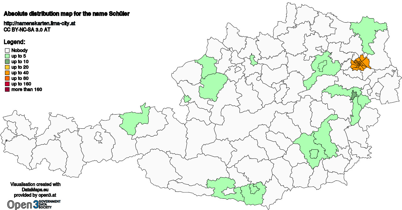 Absolute Distribution maps for surname Schüler