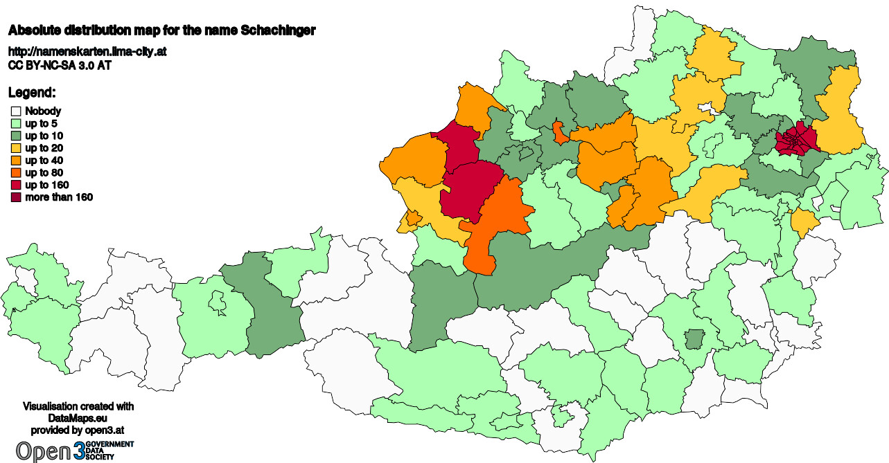 Absolute Distribution maps for surname Schachinger