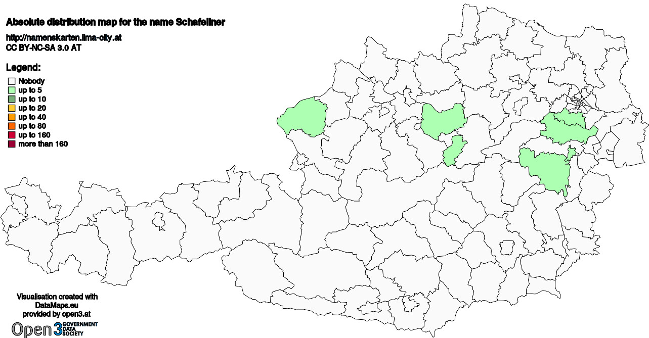 Absolute Distribution maps for surname Schafellner