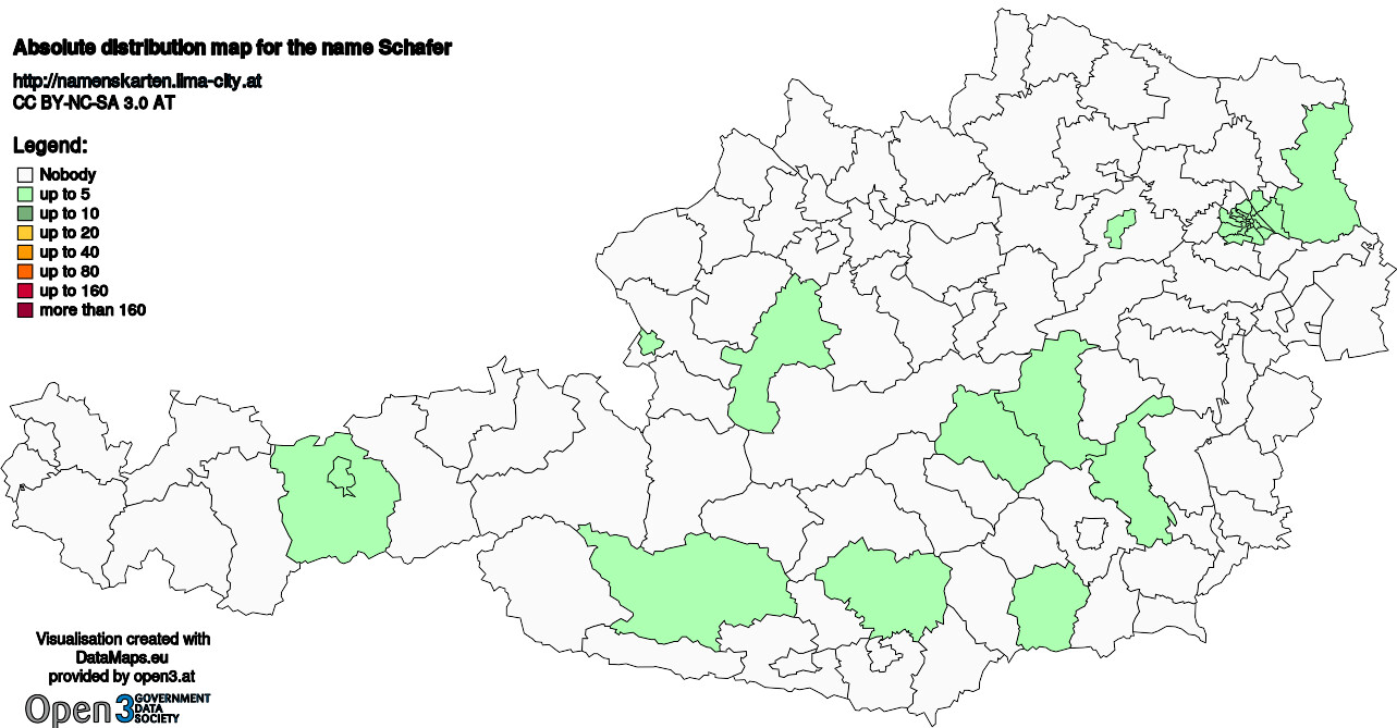 Absolute Distribution maps for surname Schafer