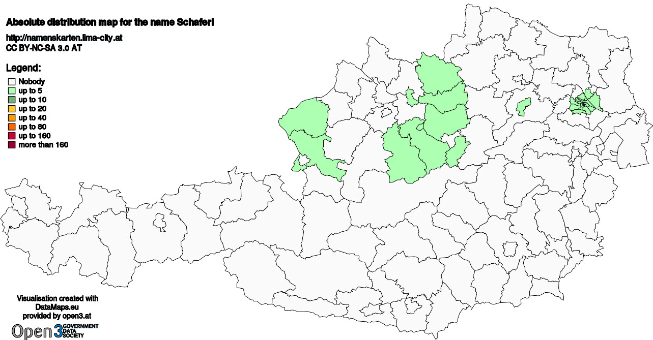 Absolute Distribution maps for surname Schaferl