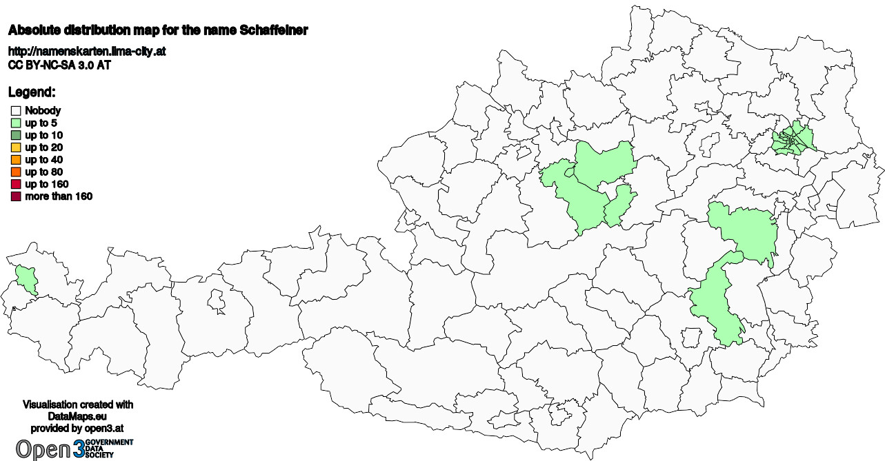 Absolute Distribution maps for surname Schaffelner