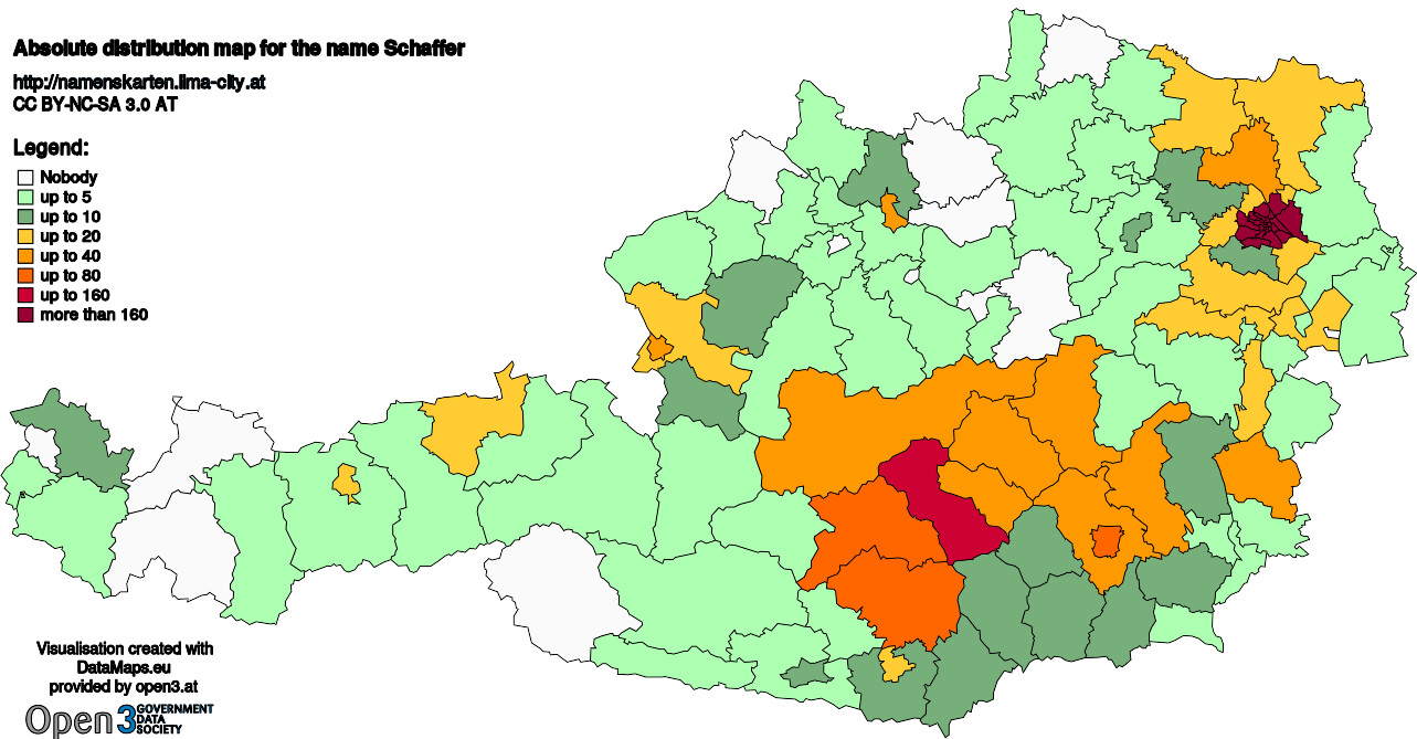 Absolute Distribution maps for surname Schaffer
