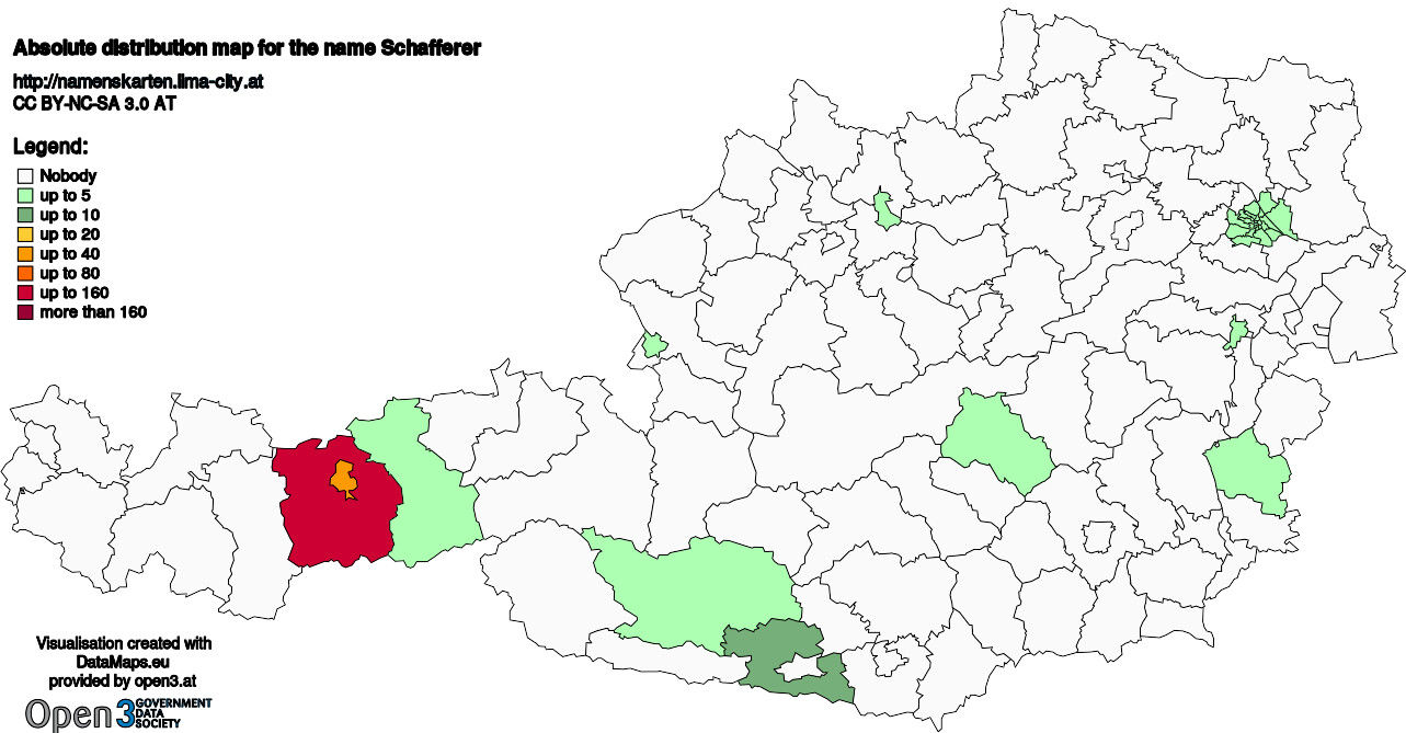 Absolute Distribution maps for surname Schafferer
