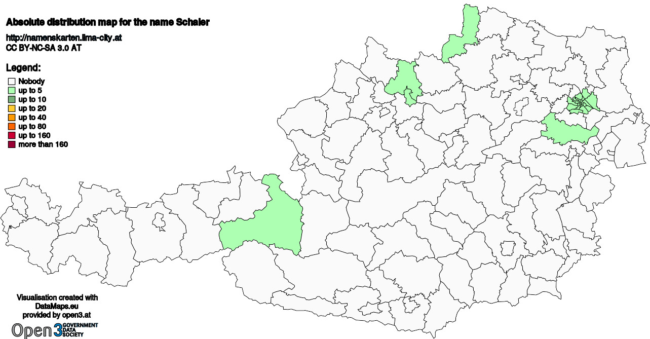 Absolute Distribution maps for surname Schaler