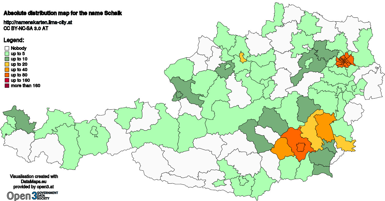 Absolute Distribution maps for surname Schalk