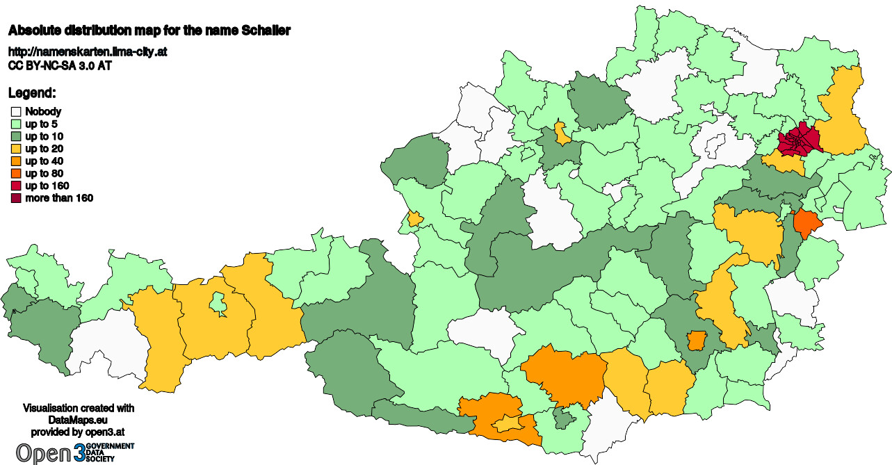 Absolute Distribution maps for surname Schaller