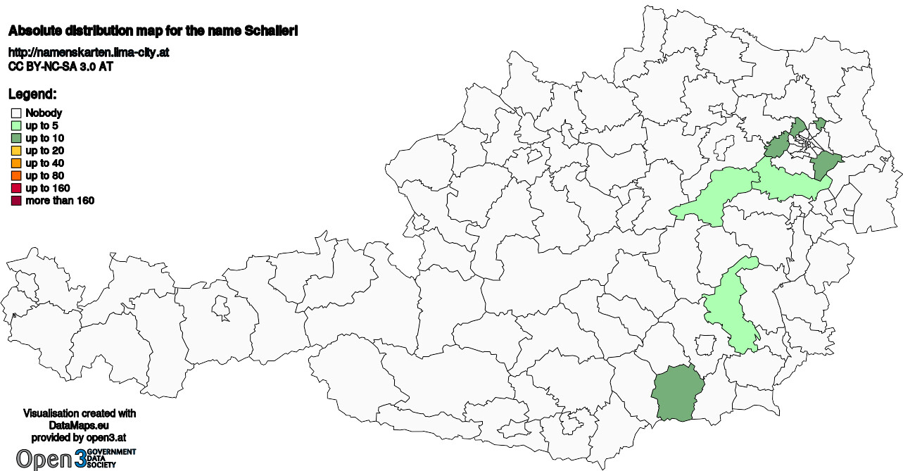 Absolute Distribution maps for surname Schallerl