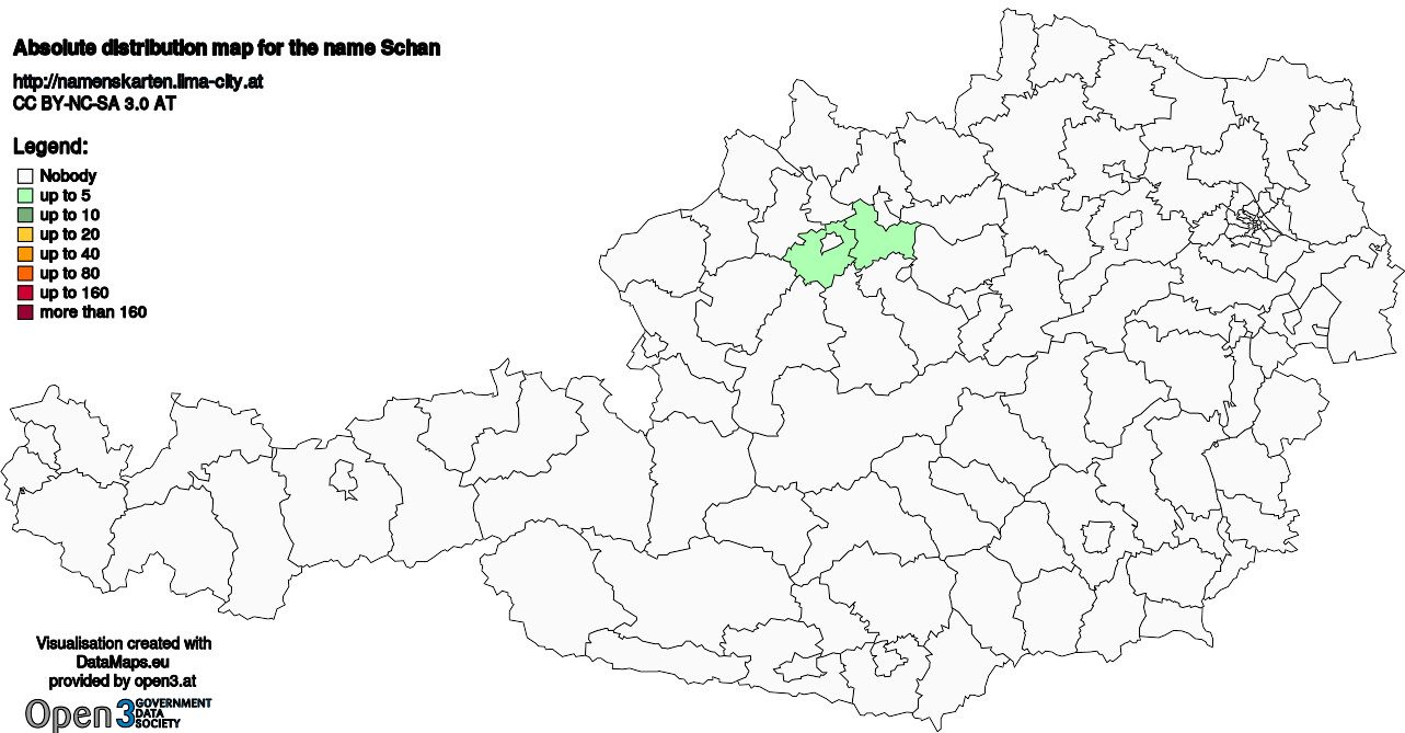 Absolute Distribution maps for surname Schan