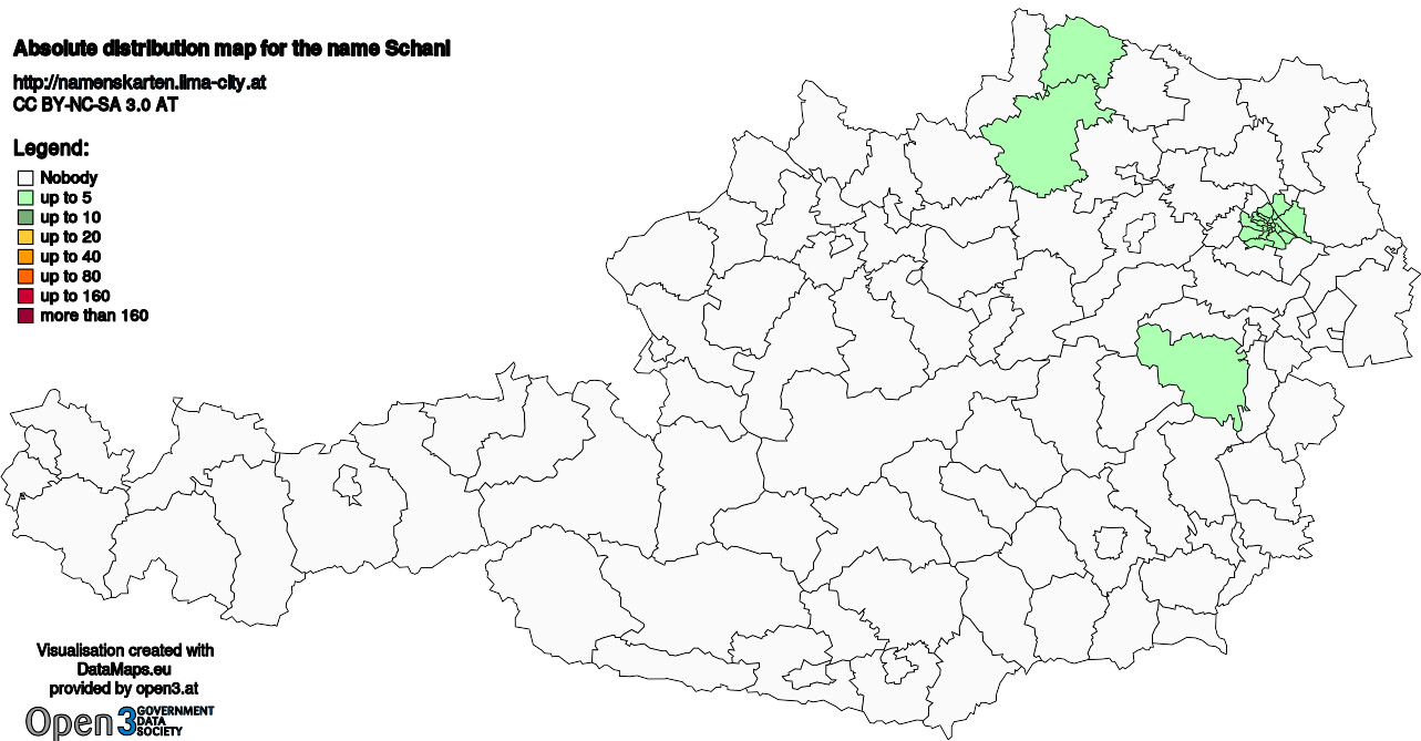 Absolute Distribution maps for surname Schanl