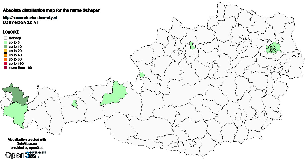 Absolute Distribution maps for surname Schaper
