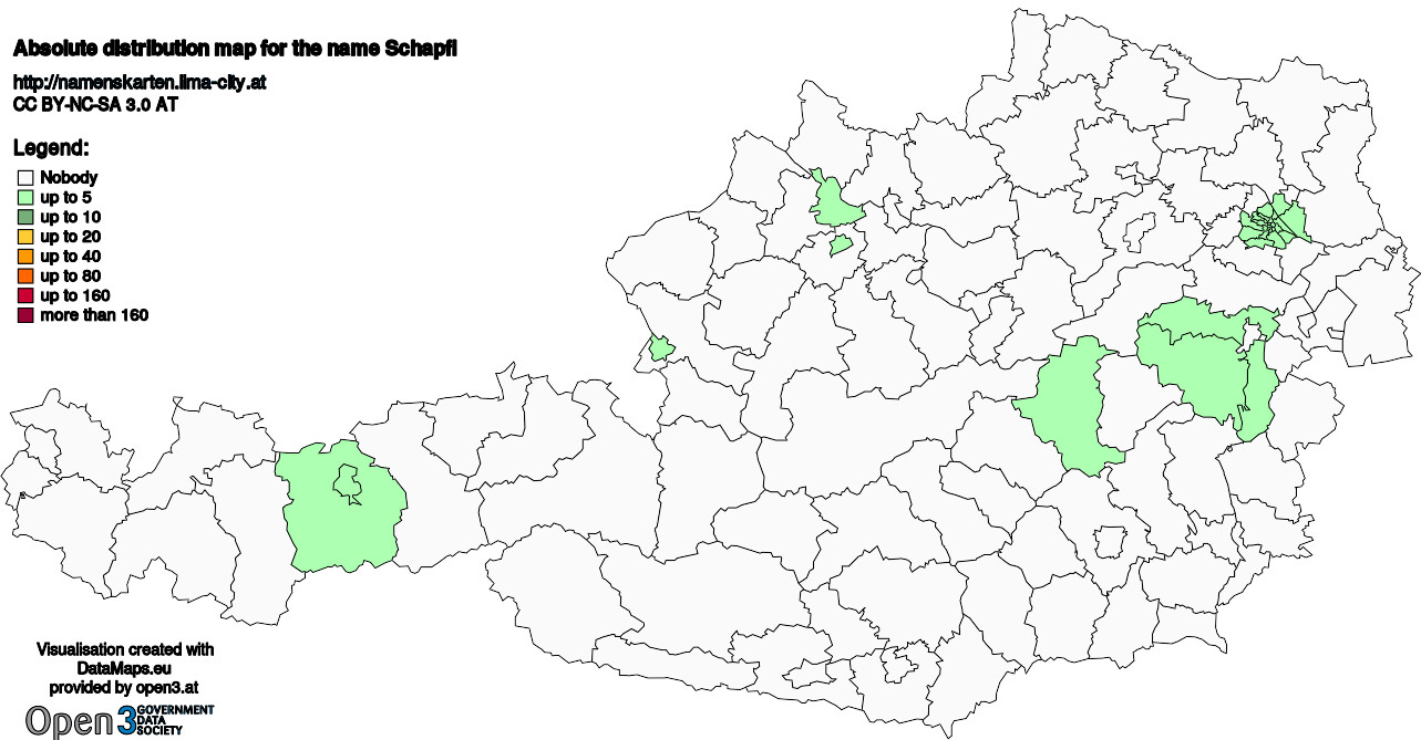 Absolute Distribution maps for surname Schapfl