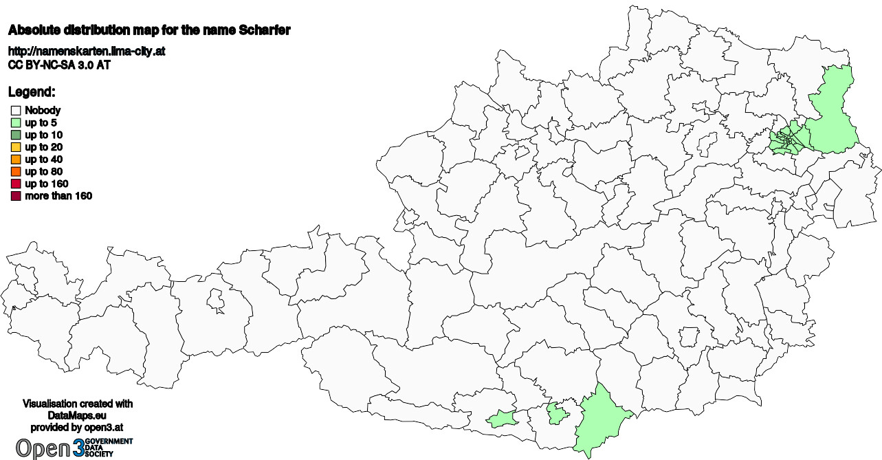 Absolute Distribution maps for surname Scharfer