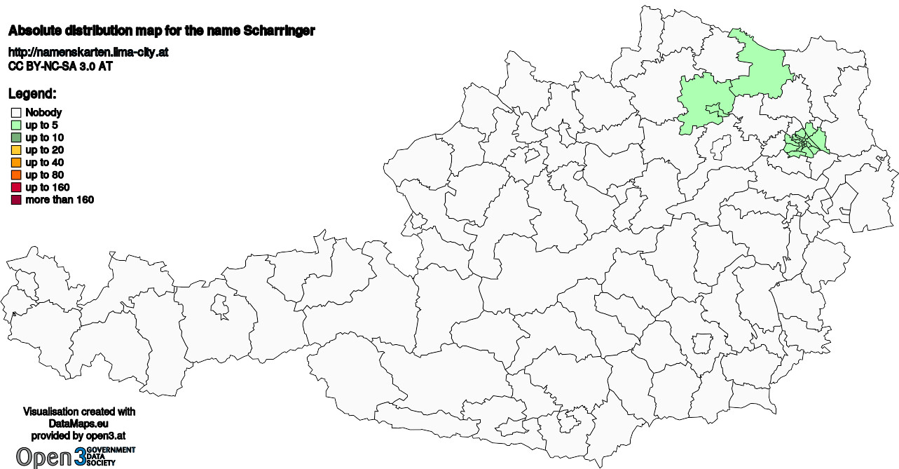 Absolute Distribution maps for surname Scharringer