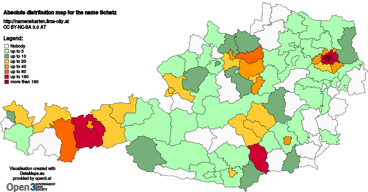 Absolute Distribution maps for surname Schatz