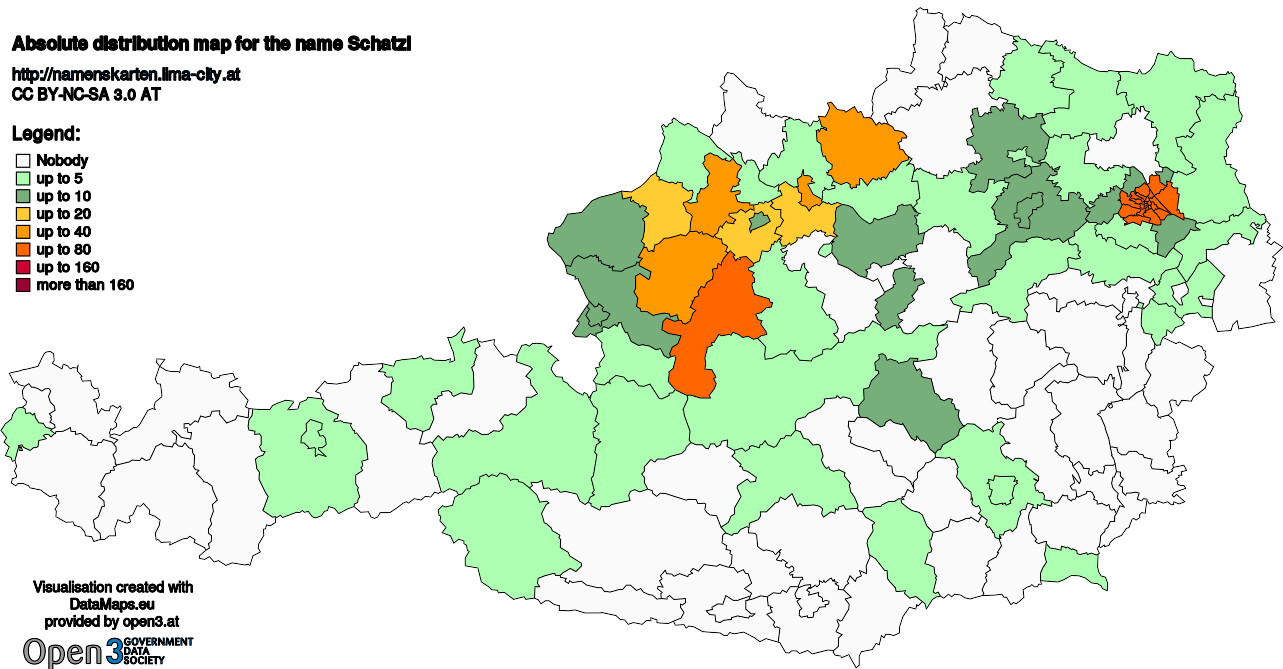 Absolute Distribution maps for surname Schatzl