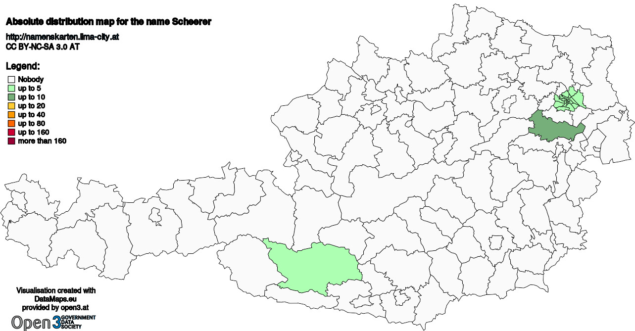 Absolute Distribution maps for surname Scheerer