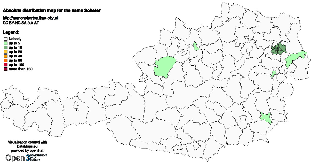 Absolute Distribution maps for surname Schefer