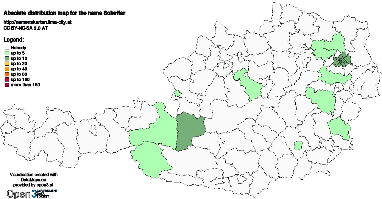 Absolute Distribution maps for surname Scheffer