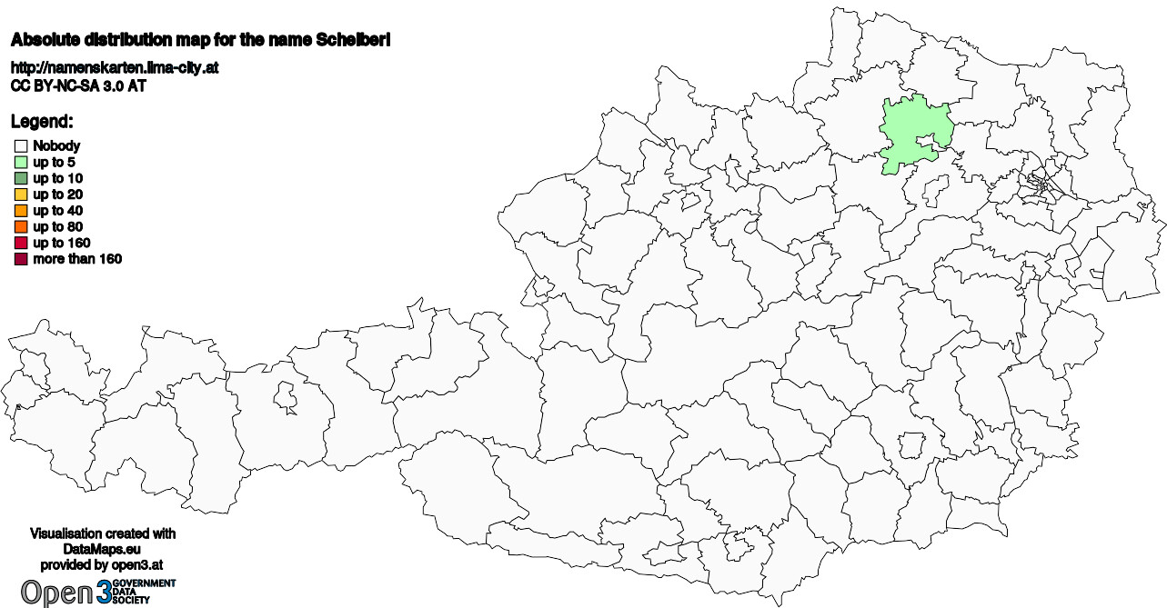 Absolute Distribution maps for surname Scheiberl